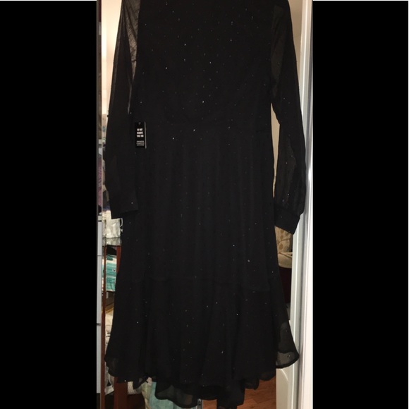 Metallic Clip Dot Ruffle Hem Wrap Midi Dress - Picture 6 of 11